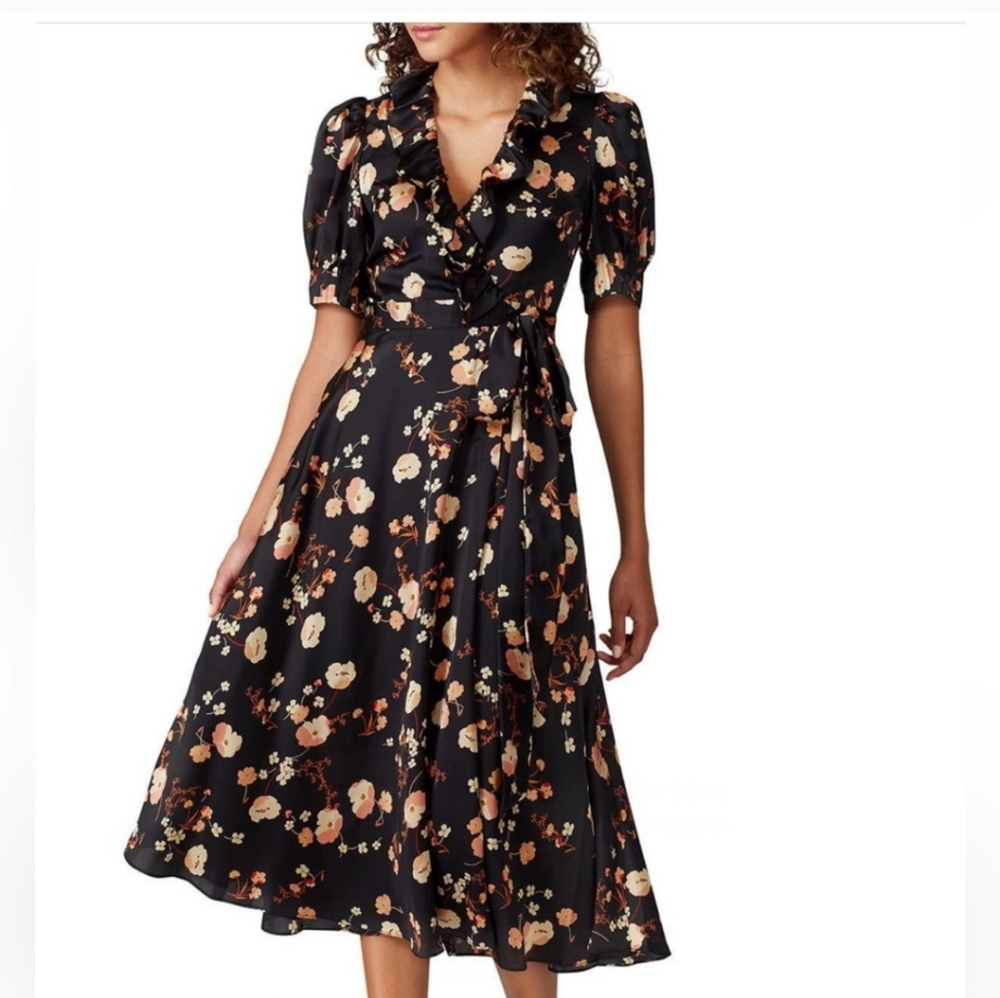 Jill Stuart Anouk Floral Midi Wrap Dress Size 10.